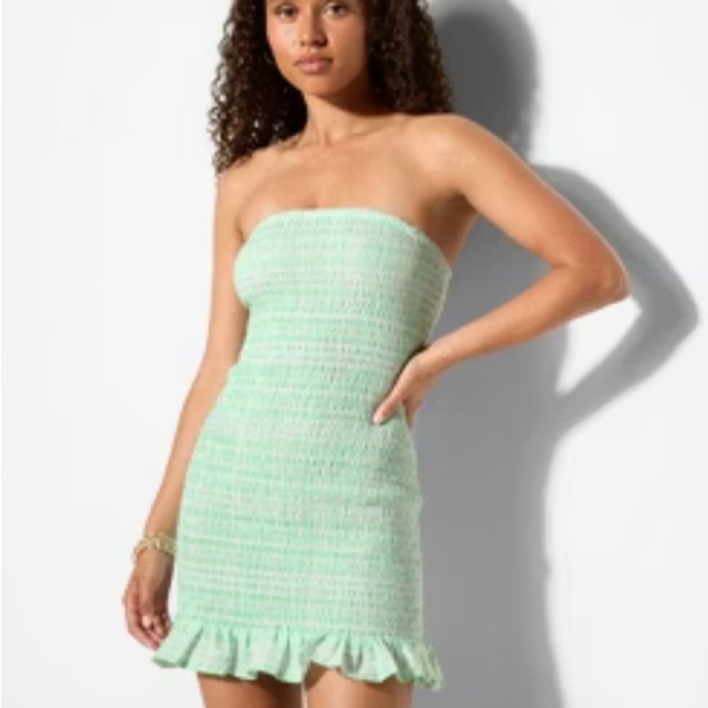 Wild Fable Mint Green Textured Mini Dress